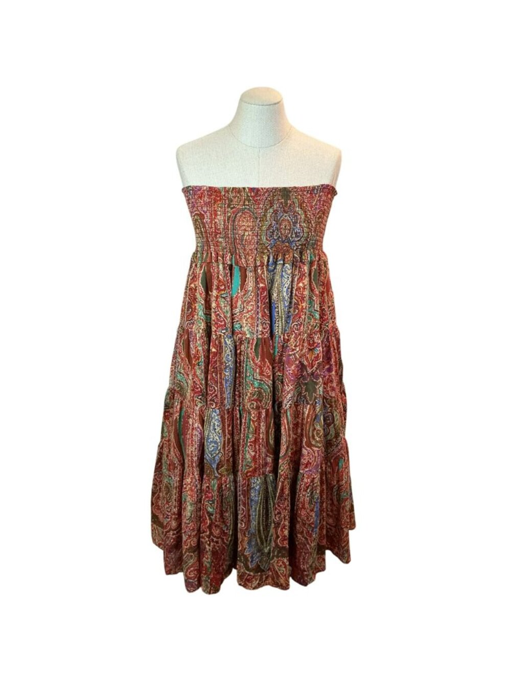Lauren Ralph Lauren Boho Strapless Maxi Skirt Womens XL Red Paisley Print - Picture 11 of 11